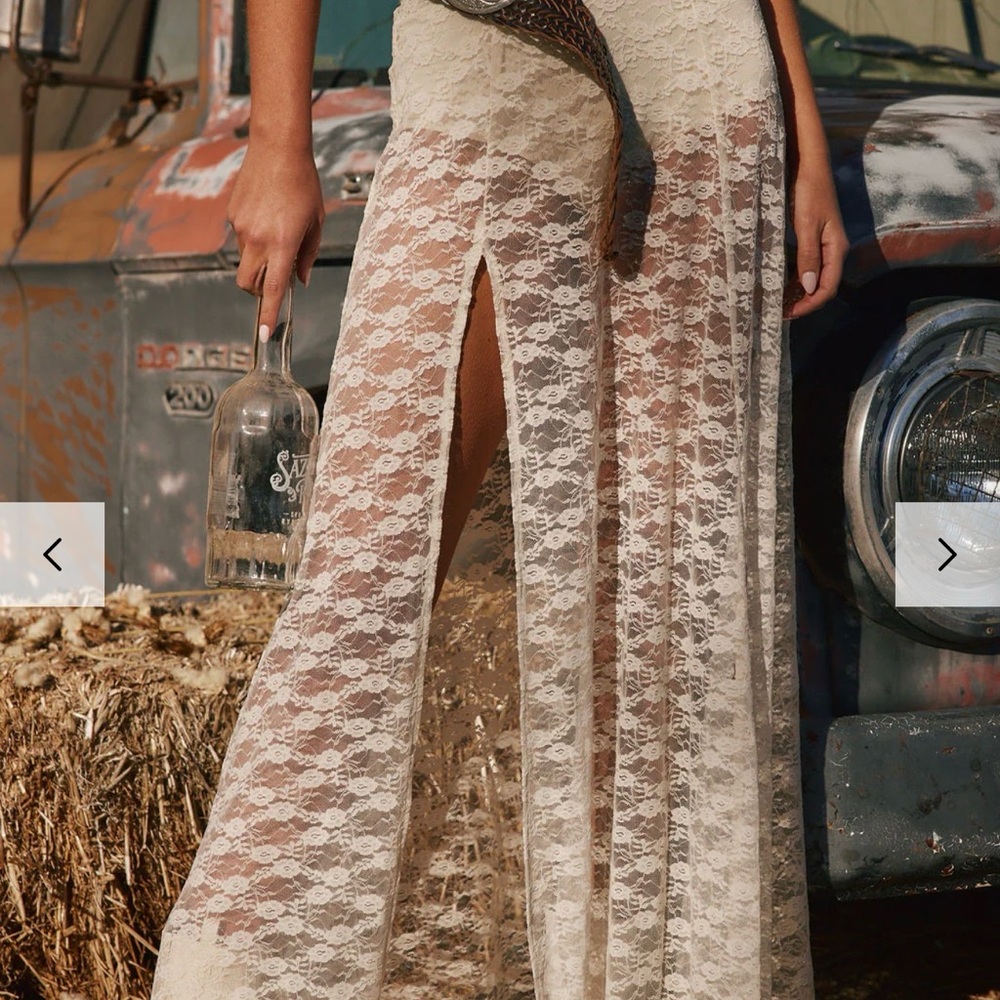 12th Tribe Cream Lace Maxi Skirt